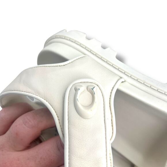 Coach Brynn Platform Buckled Leather Platform Size 5 Ivory White Chunky Flat - Picture 8 of 8